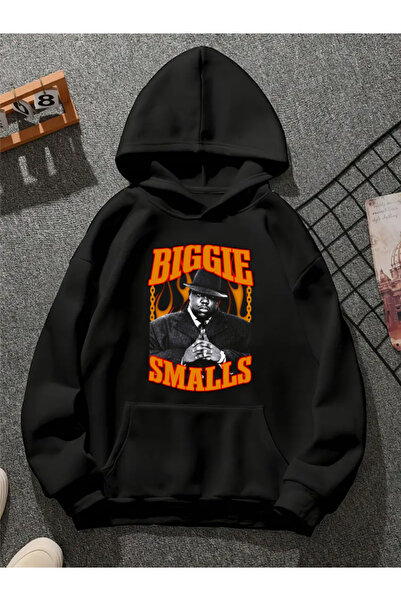 COMVİCHO سويت شيرت أسود بقلنسوة مطبوعة من biggie v15