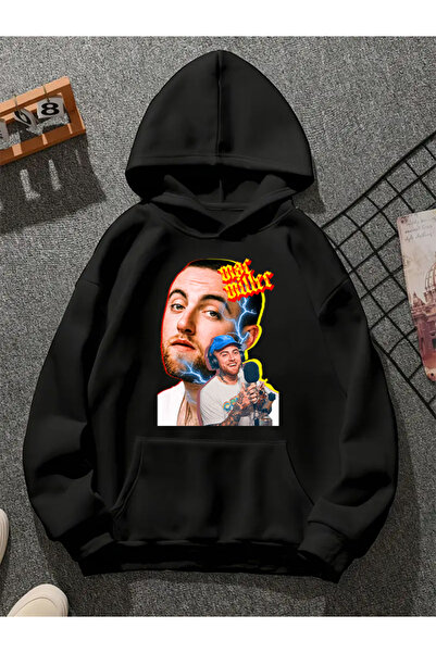 COMVİCHO سترة ماك ميلر v1 ذات القلنسوة المطبوعة باللون الأسود