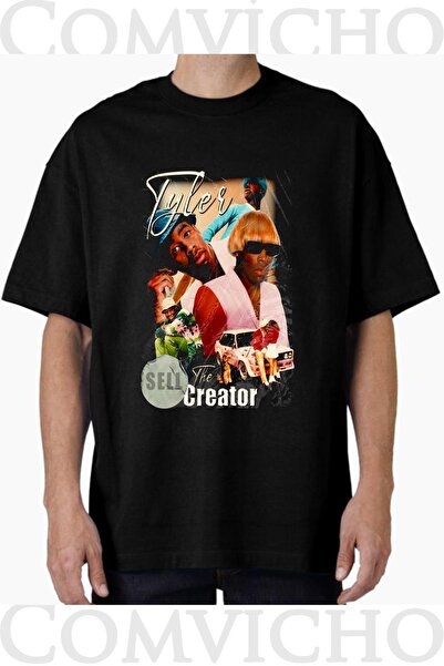 COMVİCHO تي شيرت كبير الحجم مطبوع بتصميم تايلر كريتور v5 للجنسين
