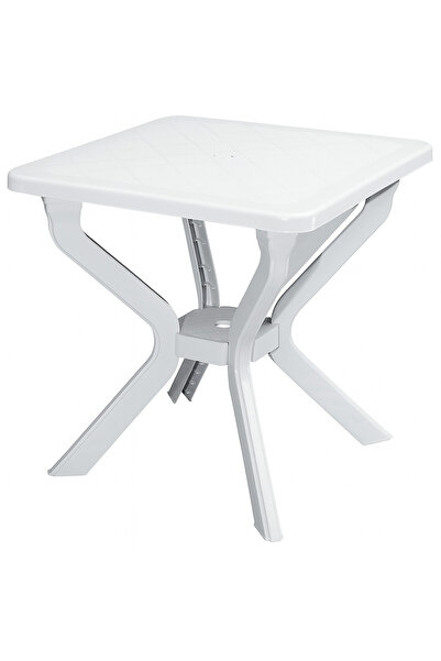 adba İSOLA Kare Plastik Demonte Bahçe & Balkon Masası – Beyaz, Dayanıklı ve Şık Tasarım