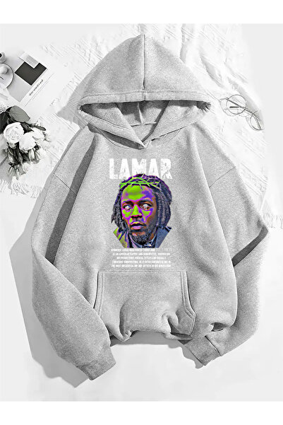 COMVİCHO سويت شيرت رمادي بقلنسوة مطبوعة من لامار v2