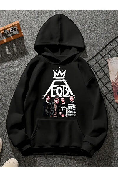 COMVİCHO Eob V1 Printed Hooded Black Sweatshirt