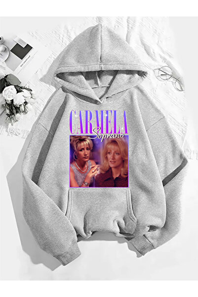 COMVİCHO سويت شيرت كارميلا v1 مطبوع باللون الرمادي