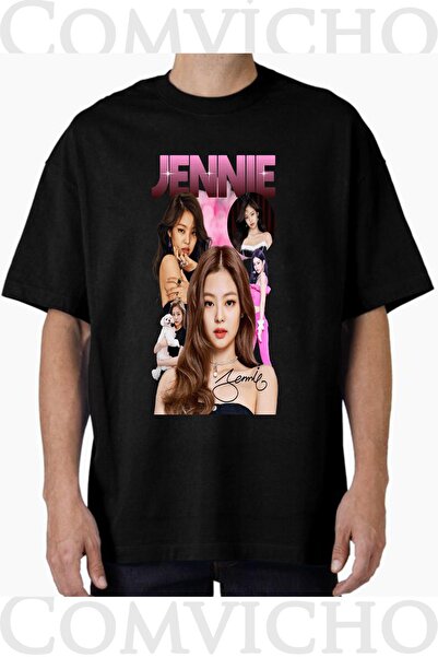 COMVİCHO Unisex Jennie V1 Design Printed Oversize T-Shirt