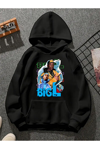 COMVİCHO Biggie V5 Printed Hooded Black Sweatshirt