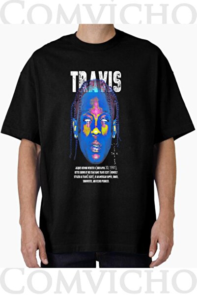 COMVİCHO تي شيرت مطبوع بتصميم ترافيس v1 للجنسين