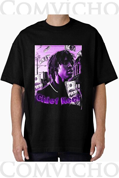 COMVİCHO تي شيرت كبير الحجم مطبوع بتصميم Chief Keef v1 للجنسين