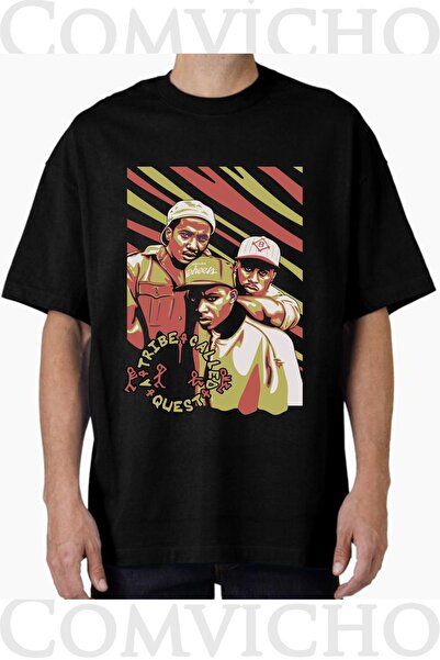 COMVİCHO تي شيرت كبير الحجم مطبوع بتصميم قبيلة للجنسين يسمى v1