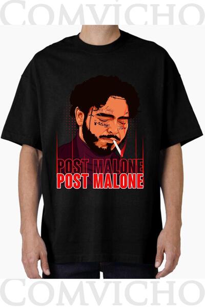 COMVİCHO تي شيرت مطبوع بتصميم Post Malone v1 للجنسين