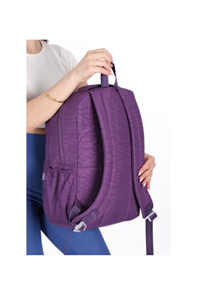 ROSSO Unisex Crinkle Waterproof Fabric Large Size Multi-Compartment School and Travel Backpack