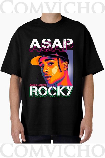 COMVİCHO Unisex Smoke Rocky V3 Design Printed Oversize T-Shirt