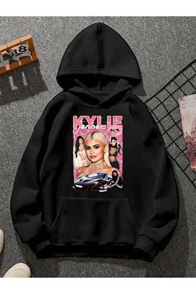 COMVİCHO Kyle V1 Printed Hooded Black Sweatshirt