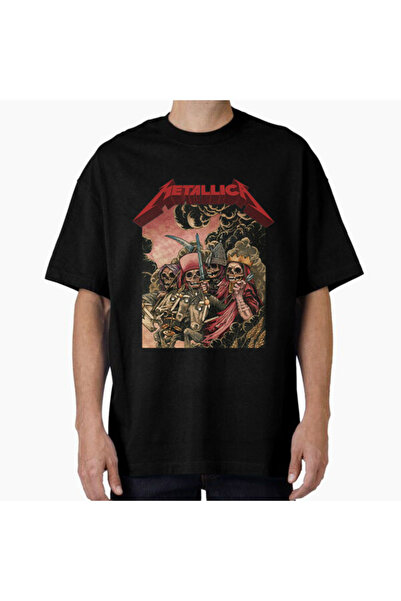 COMVİCHO تي شيرت مطبوع بتصميم ميتاليكا 4 للجنسين