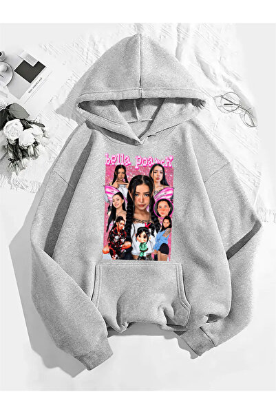 COMVİCHO سويت شيرت رمادي بقلنسوة مطبوعة من بيلا بوتش v1