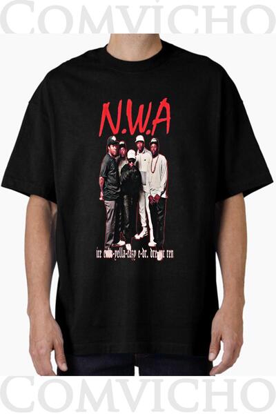 COMVİCHO تي شيرت مطبوع بتصميم n.w.a v1 للجنسين