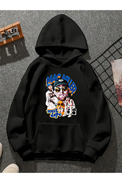 COMVİCHO سترة ماك ميلر v2 ذات القلنسوة المطبوعة باللون الأسود