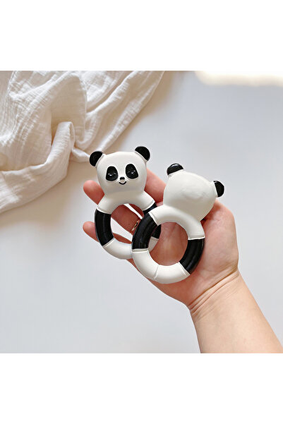 Hubble Bebek Diş Kaşıyıcı Ve Oyuncak - Panda Halkalı Şekilli Dişlik (%100 DOĞAL KAUÇUK)
