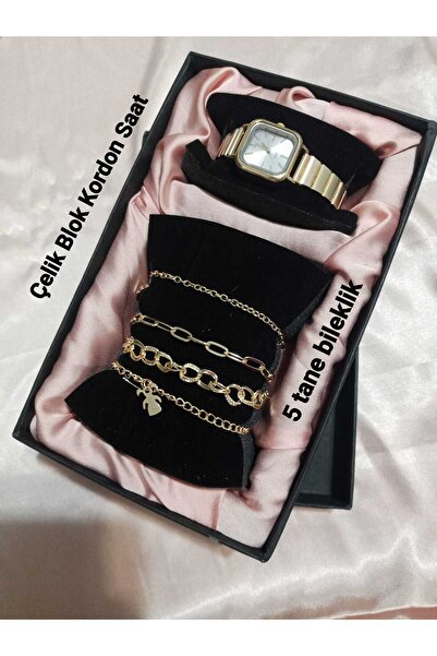 QUARTZ ساعة يد نسائية طراز ريترو فينتاج - مع علبة سوداء للهدايا - مع 5 أساور ...