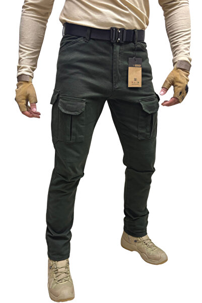 Polviton 232 Χακί Ανδρικό Παντελόνι Cargo Gabardine ελαστικό ύφασμα Ύφασμα