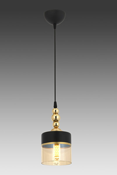 ESSLİGHT Oslo Tekli Sarkıt Avize Bal Siyah Camlı Modern Dekoratif Aydınlatma