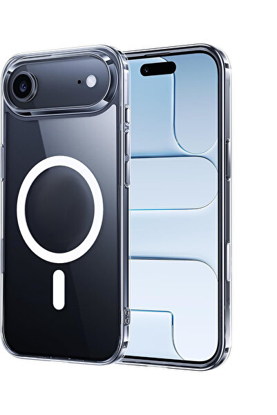 CaseHub iPhone 17 Air Kılıf Magsafe Şeffaf Kılıf Kablosuz Şarj Özellikli Darb...