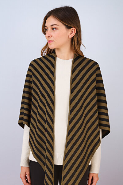 Sebir Moda Striped Triangle Knitwear Shawl