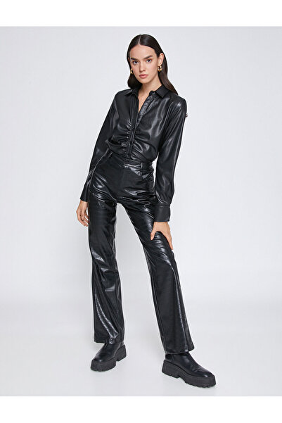 Koton Košile z umělé kůže s detailem závěsu