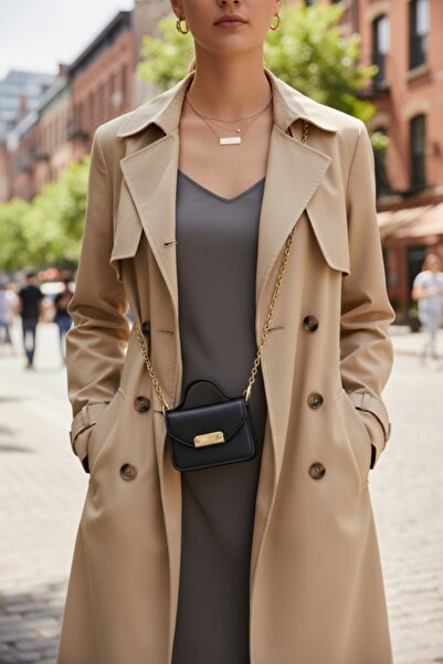 Defnella Nube Siyah Mini Zincir Askılı Kartlık Elden Tutmalı Çapraz Çanta 10x7cm