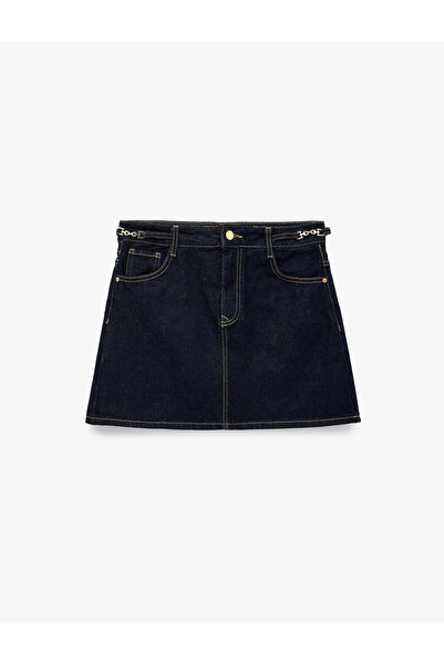 Koton Kemer Detaylı A Kesim Mini Denim Etek