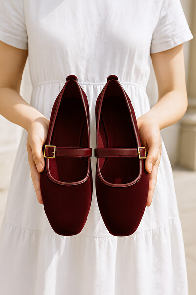 STOCON Жіночі балетки з оксамитовою золотою пряжкою, стильні, легкі, ортопедичні, безшумні підошви STC1165