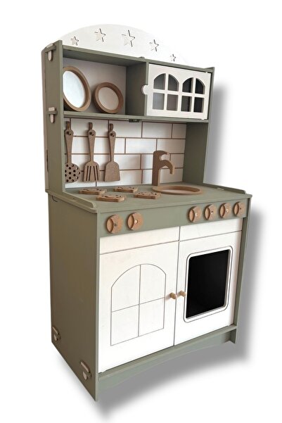 Buradadavar Hobi Ahşap Ihlamur Boyalı Mutfak Montessori Oyuncak Set Ekonomik Seri