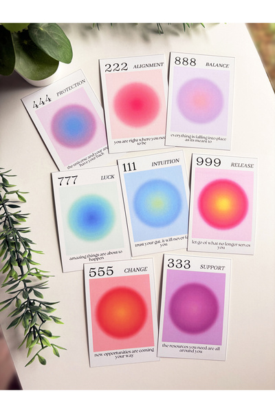 Pankart Evi 8Pcs Motto Angel Numbers Card Set - Affirmation Number Sequence Manifest Angel Numbers Numerology