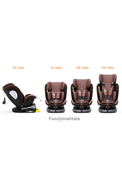 BUF BOOF Scaun auto TWT Plus iSize Buf Boof Coffee isofix Rotativ 360 Pozitie Somn Top Tether 40-150 cm