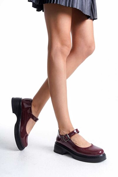 v.s.h velvet Kadın Mary Jane Rugan Baretli Bilekten Toka Günlük Rahat Loafer Ayakkabı