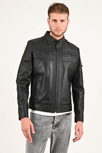 ALİN Beckham Men's Black Genuine Leather Coat Size Measurements Visually