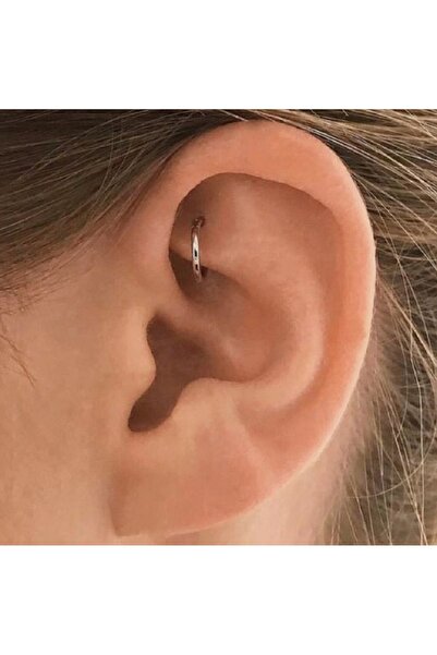 Heppii 6 mm Silver Cerrahi Çelik Düz Halka Tragus Piercing Helix Kıkırdak Rook Daith