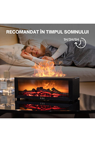 AdriMar Umidificator Aer cu Efect de Flacara de Tip Semineu, Difuzor Aromaterapie Uleiuri Esentiale, 7Culori