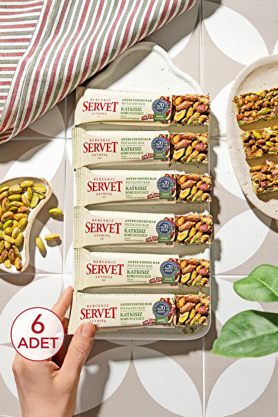 BERCEKIZ SERVET ŞEKERLEME Şeker Ilavesiz Antep Fıstığı Krokan Bar 120 gr (6 X 20 GR)