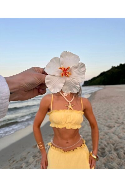 FloresDeCarnaval مشبك الكركديه الأبيض من تروبيك هافاي