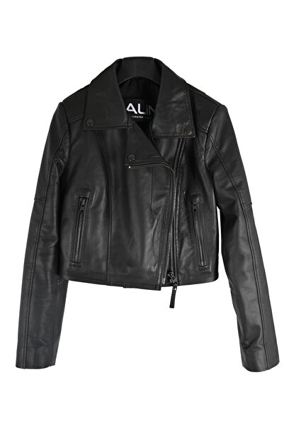 ALİN Topaz Kadın Siyah Crop Hakiki Deri Ceket Beden Ölçüleri Görselde
