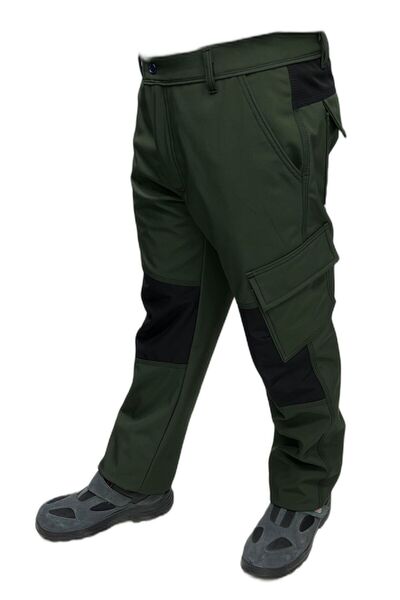 EN-NUR Su Rüzgar Geçirmez Outdoor Kışlık Haki Içi Polarlı Softshell Pantolon