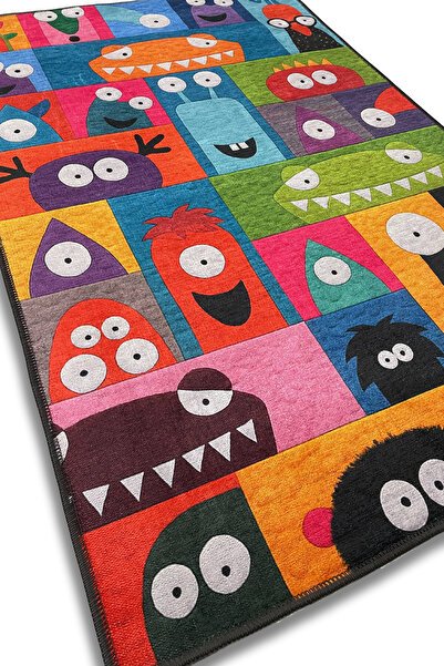 The Reef Design Renkli Patchwork Oyun Halısı Dijital Baskılı Kaymaz Tabanlı Yıkanabilir Antialerjik Çocuk Halısı