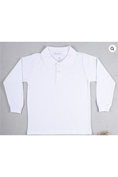 Babyfeys Unisex μακρυμάνικο λευκό μπλουζάκι πόλο με λαιμόκοψη