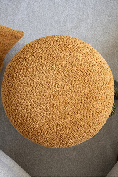 Modobi Luna 4 Ayaklı Puf, Buklet ( Teddy Dokulu ) Kumaş - Turuncu