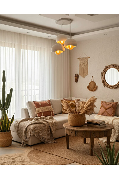 3DreaMaker 3 Lü Sarkıt Avize Rustik E27 Modern Avize Bohem Beton Görünüm (RUSTİK AMPUL HEDİYEDİR.!)