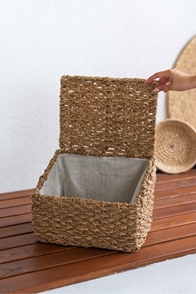 KaiHome سلة خبز بغطاء من الخوص وحماية داخلية - سلة تنظيم