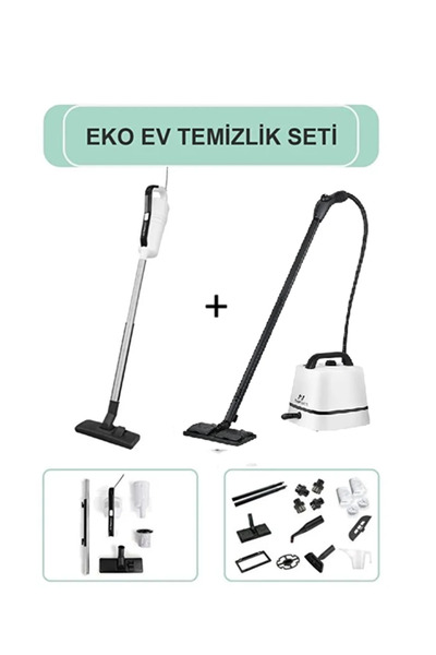 PiranTech EK012 Torbasız Dikey Elektrikli Süpürge / CB-102A Buharlı Temizlik Makinası (EKO TEMİZLİK SETİ)