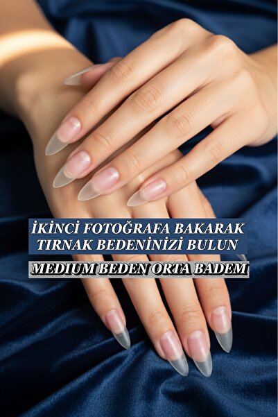 Easy Beauty 100 Adet Jel Tips Badem MEDIUM Beden Orta Uzunlukta Protez Takma ...