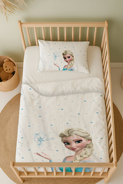 Talia Home طقم غطاء لحاف أطفال بنقشة إلسا باللون الأزرق فروزن مع ملاءات TLABN-307