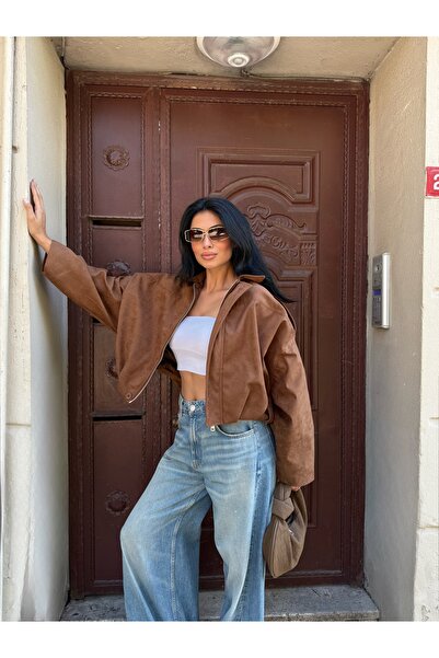 LB Laluna Butik Dámská oversize semišová bunda bomber